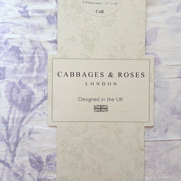 Cabbages & Roses KING Size Sheet Set Alderney-Lilac Crisp Cotton Percale - Picture 3 of 6